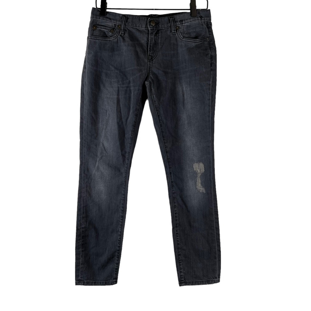 R13 Womens Skinny Jeans Black Distressed Low Rise Zipper Pockets Denim 29